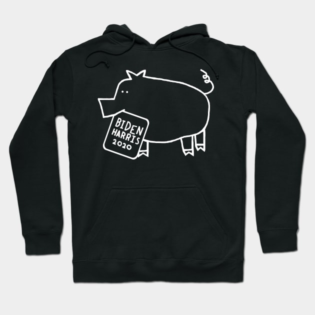 Whiteline Cute Pig with Biden Harris Sign Hoodie by ellenhenryart